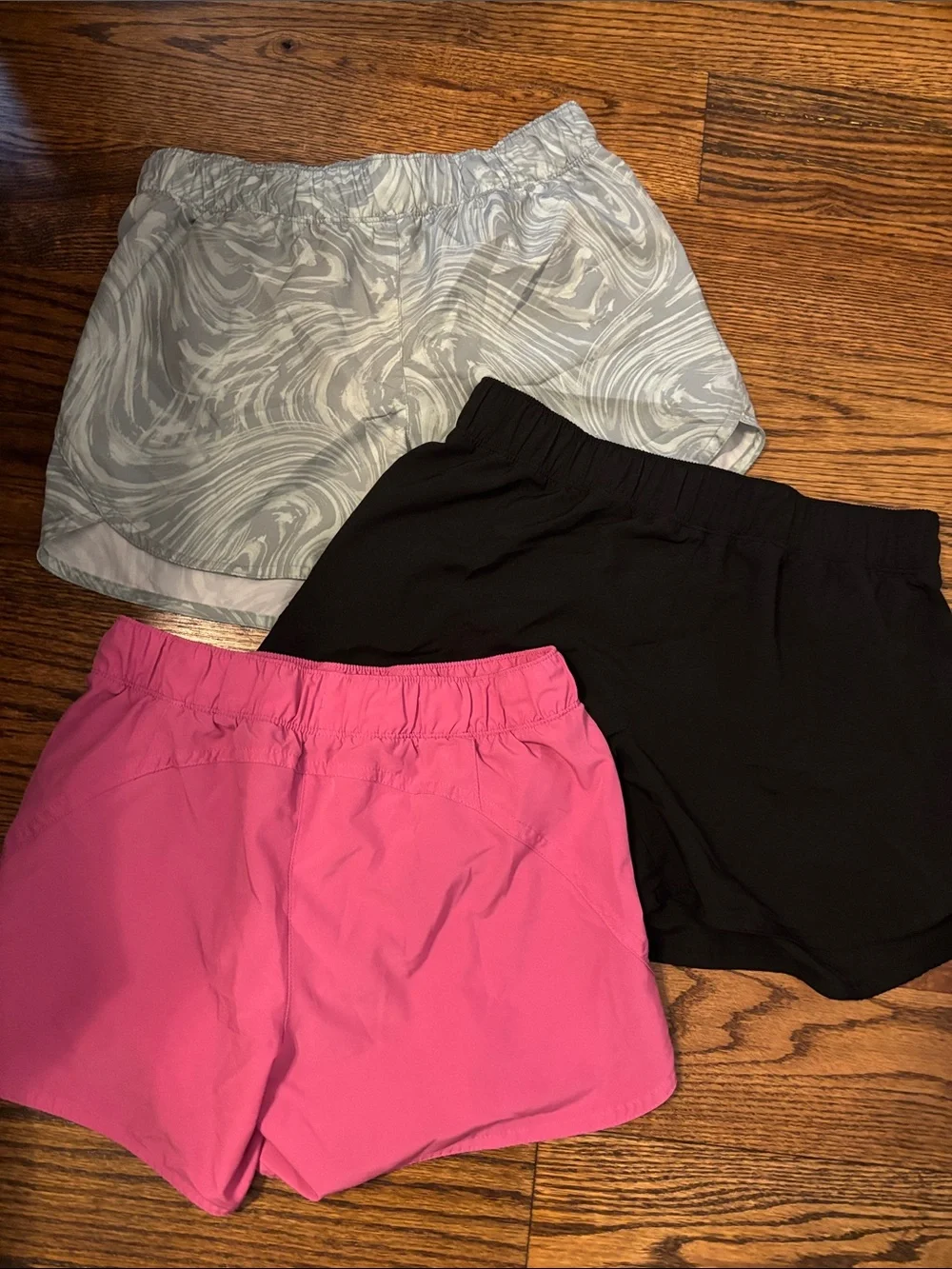 Old Navy Girls 14-16 Athletic Shorts — Pink, Black & Light Gray Marble Set